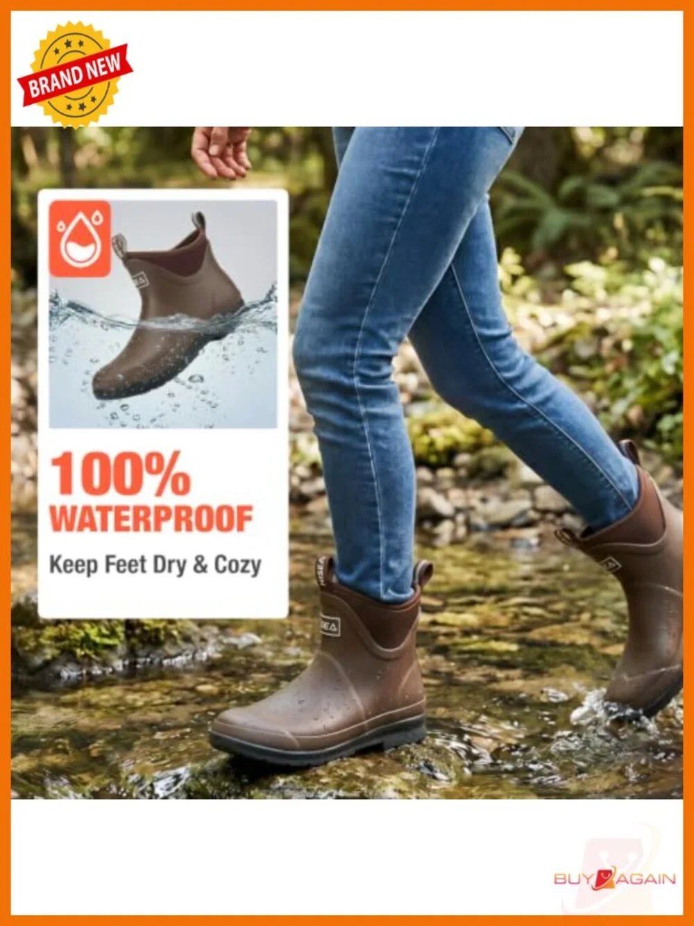 Waterproof Chelsea Rain Boots Ankle Non-Slip Rubber Garden Shoes
